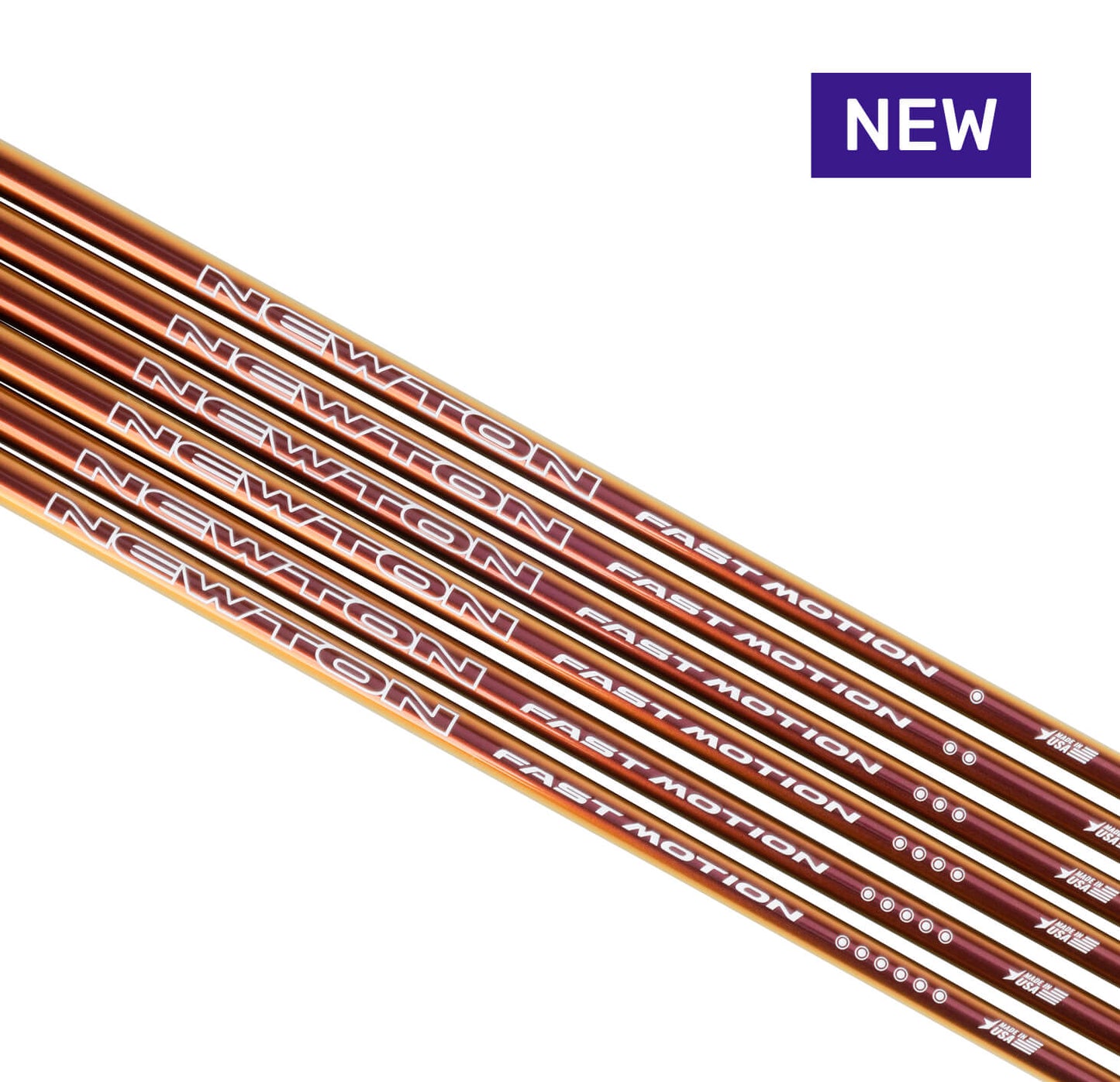 Several metallic rods labeled "NEWTON FAST MOTION" are stacked diagonally with a "NEW" label in the corner.