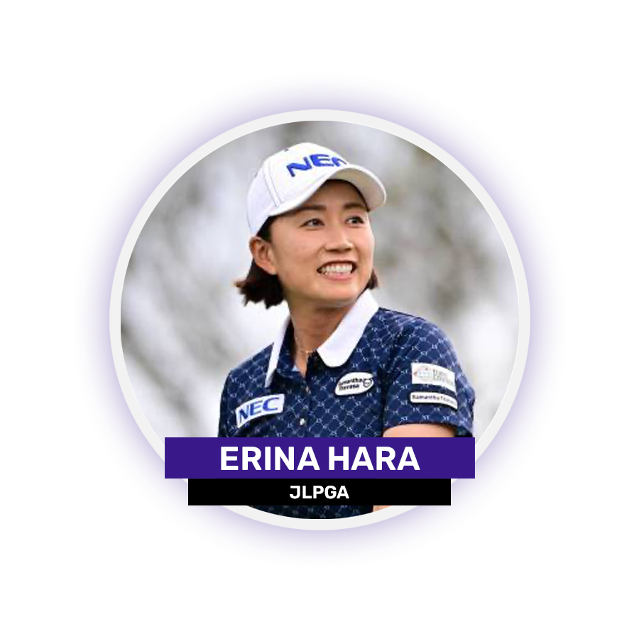A person wearing a NEC cap and blue patterned shirt with visible sponsor logos, smiling.
