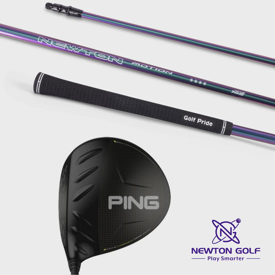 Golf club head and shaft displaying "PING" and "NEWTON" branding.